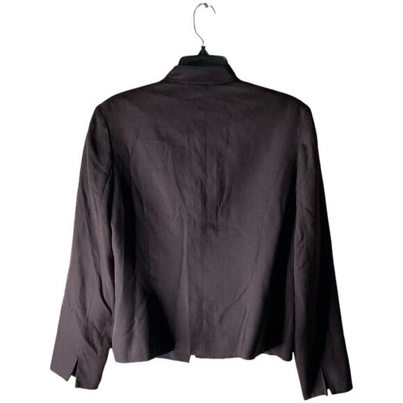 Valerie Stevens Jacket Women's Size 16 100% Silk Dome Brass Button Flap Pockets - Picture 2 of 8